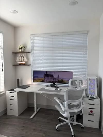 Bright Minimalist White Home Office