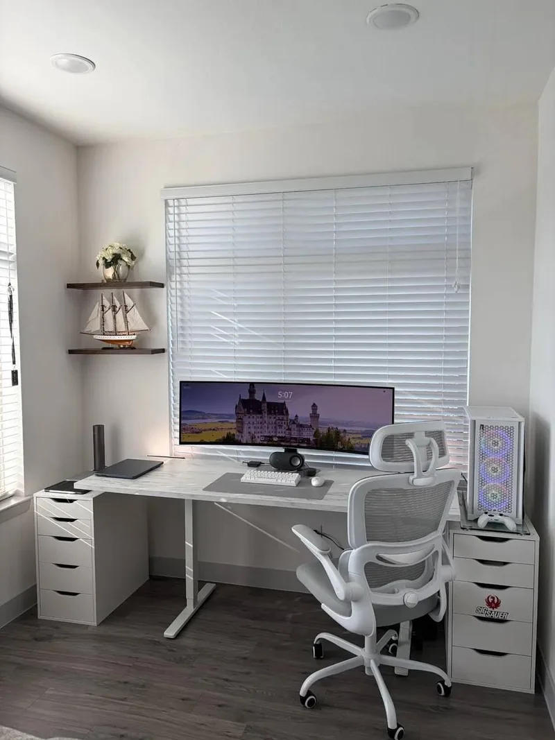 Bright Minimalist White Home Office
