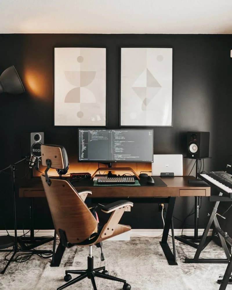 Warm Minimalist Music and Coding Studio
