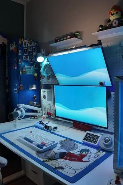 Playful Blue Stacked-Monitor Studio
