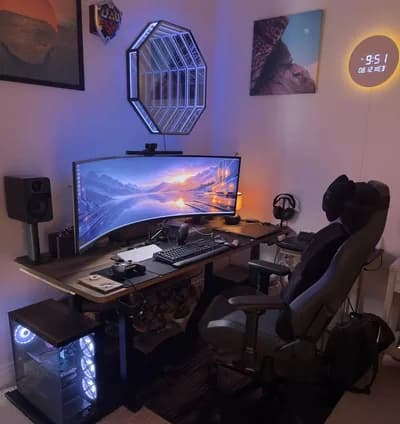 Purple-Blue Curved Gaming Battlestation