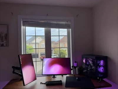 Compact Magenta Waveform Gaming Station