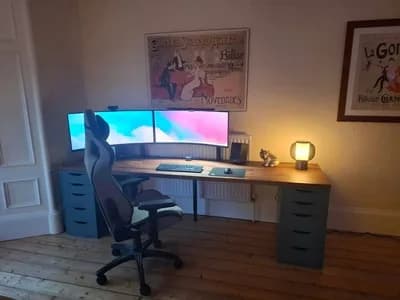 Purple RGB Window-Facing Gaming Setup