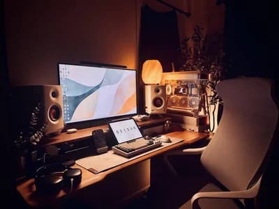 Warm Cozy Ultrawide Workstation