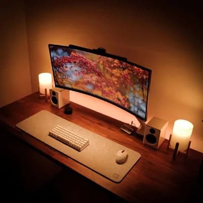 Warm Autumn Ultrawide Minimalist Setup