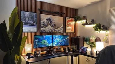 Japanese-Inspired Multi-Monitor Studio