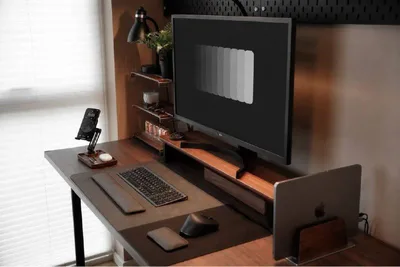 Minimal Mac Monitor and Laptop Workspace