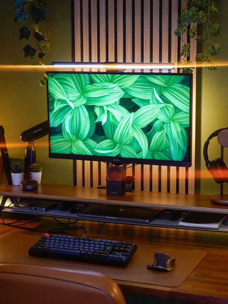 Warm Botanical BenQ Desktop Setup
