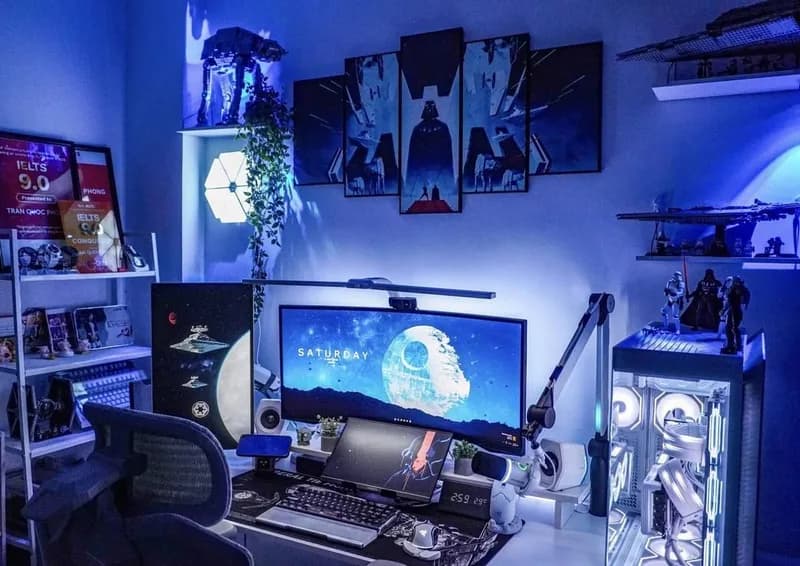 Blue Star Wars Dual-Monitor Battlestation