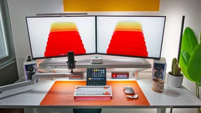 Bright Dual-Monitor Creator Studio